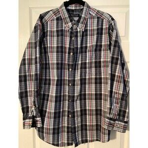 Mens Cactus Premium Quality Clothing Dk Blue Long Sleeve Plaid Shirt Size L